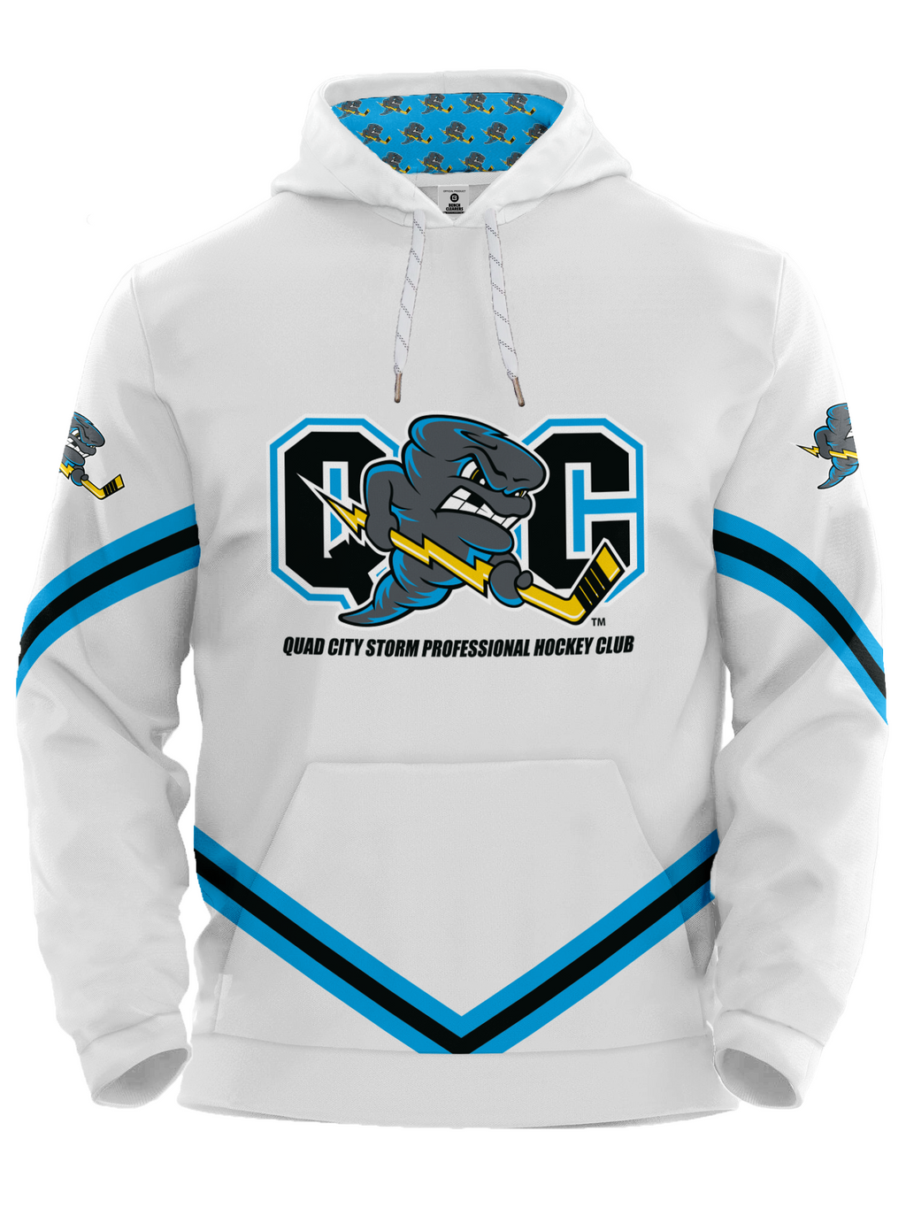 Quad City Storm White Hockey Hoodie