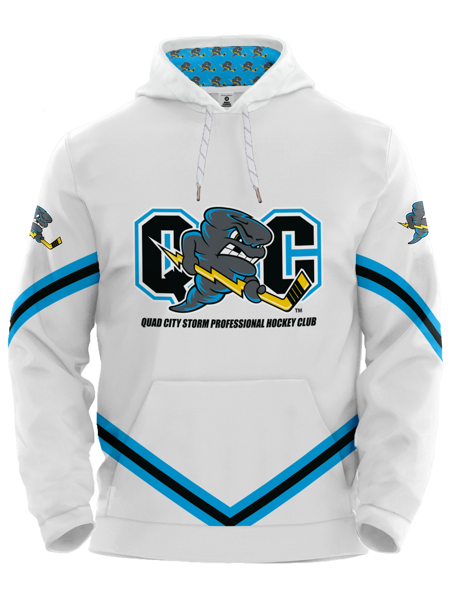 Quad City Storm White Hockey Hoodie
